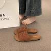 Retro Flat-bottomed Woven Cool Slippers for Women's Summer Wear 2025 New Bohemian Seaside Vacation Beach One-word Drag
