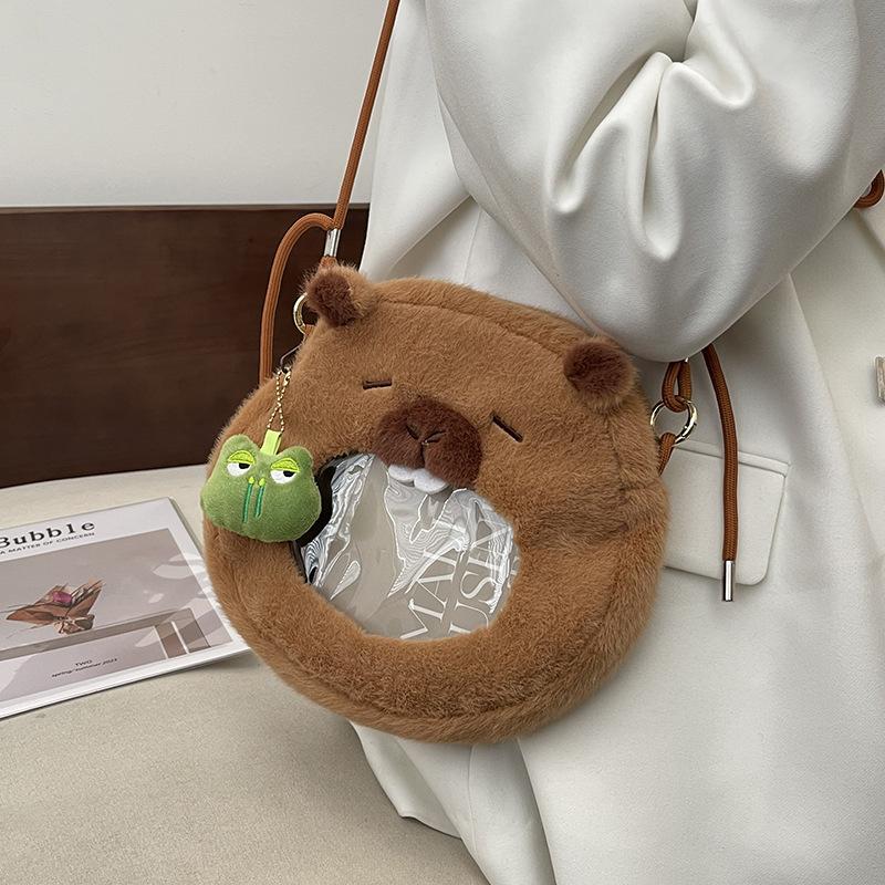 Capybara Plush Backpack Handbag Kawaii Fashion Plushie Doll Fur Bag Children's Bag Handbag Mini Knapsack Bag Gift for Girlfriend