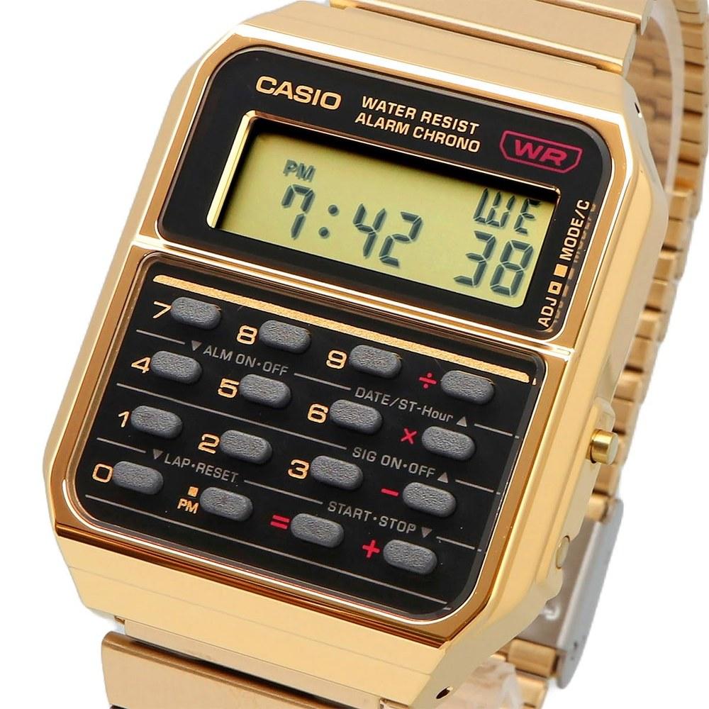 Casio Vintage Series 8-Digit Calculator Function Digital Wristwatch CA-500WEG-1A Unisex Metal Band Gold