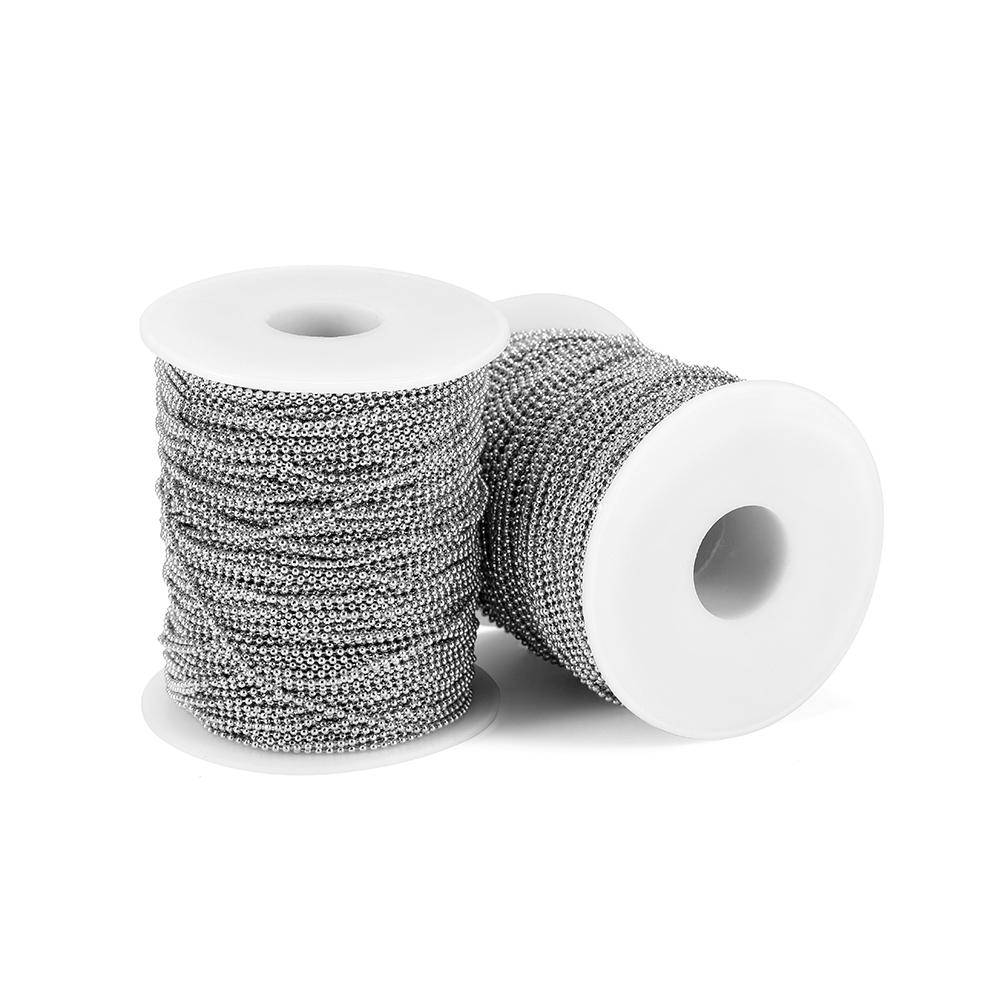 

5 м/лот 1,5 2 2,3 мм Золотий колір мідного кольору Ланцюжки з круглими намистинами з круглих намистин для виготовлення ювелірних виробів своїми руками, намисто, браслет 1.5mm