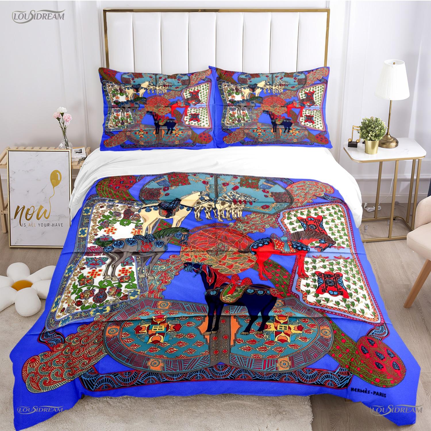 

Fashion Ethnic Frame Horse Duvet Cover Comforter Bedding set Soft Quilt Cover and Pillowcases for Teens Single/Double/Queen/King EU Twin 135x200cm