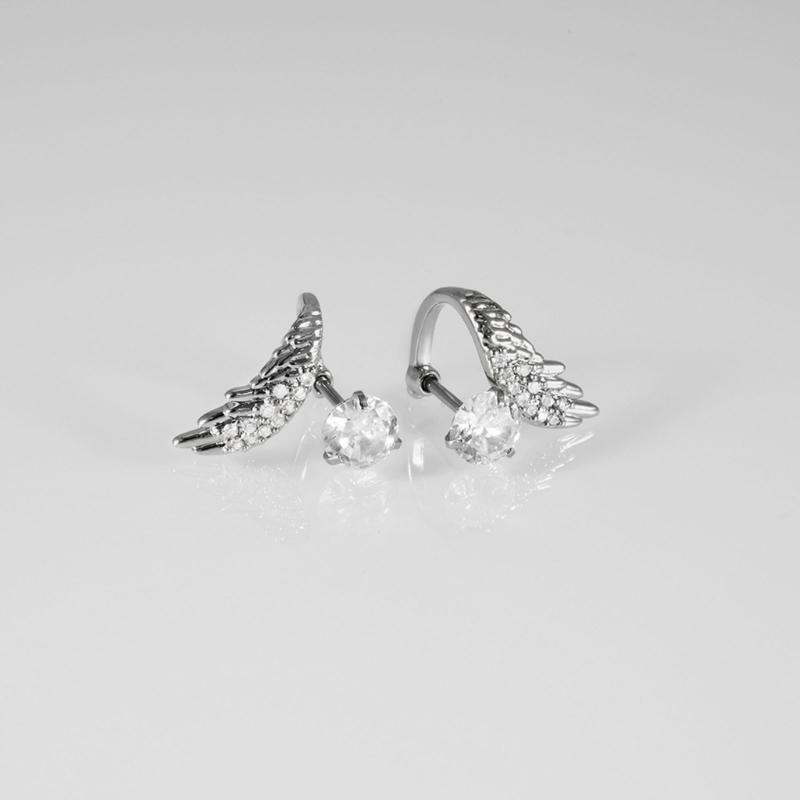 Creative Angel Wing Studs Earrings Stainless Steel Geometric Earrings Ear Jewelry Suitable for Elegant Women Daily Wear