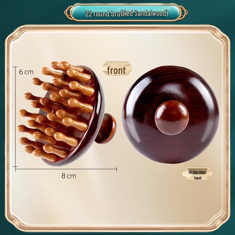 Sandalwood Round Disc Scalp Massage Comb for Hair Nourishing and Follicle Health