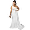 New European & American Fashion Solid Color One-Shoulder Party Dress for Women