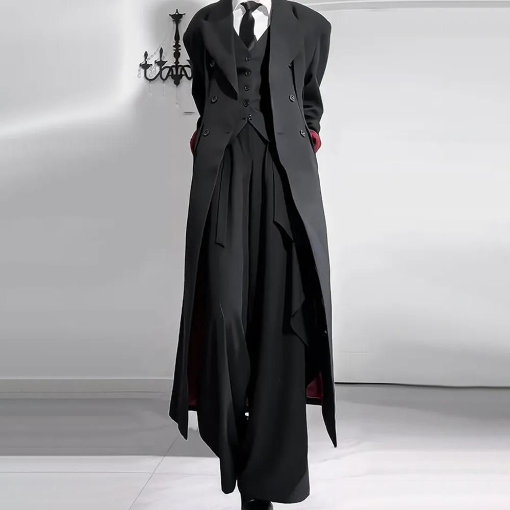 2026 Winter Neu Herren Einfarbiger Langer Mantel Amerikanischer Retro Mode Trendig High Street Lässig Locker Einfach Nische Herren Oberteil