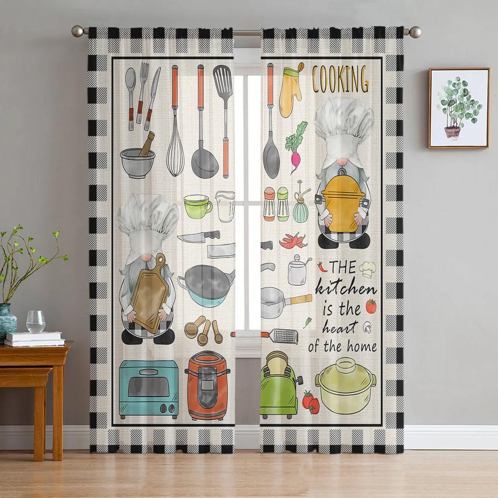 Kitchen Cooking Tools Sheer Drapes for Bedroom Living Room Decoration Window Curtain for Kitchen Curtain Panels