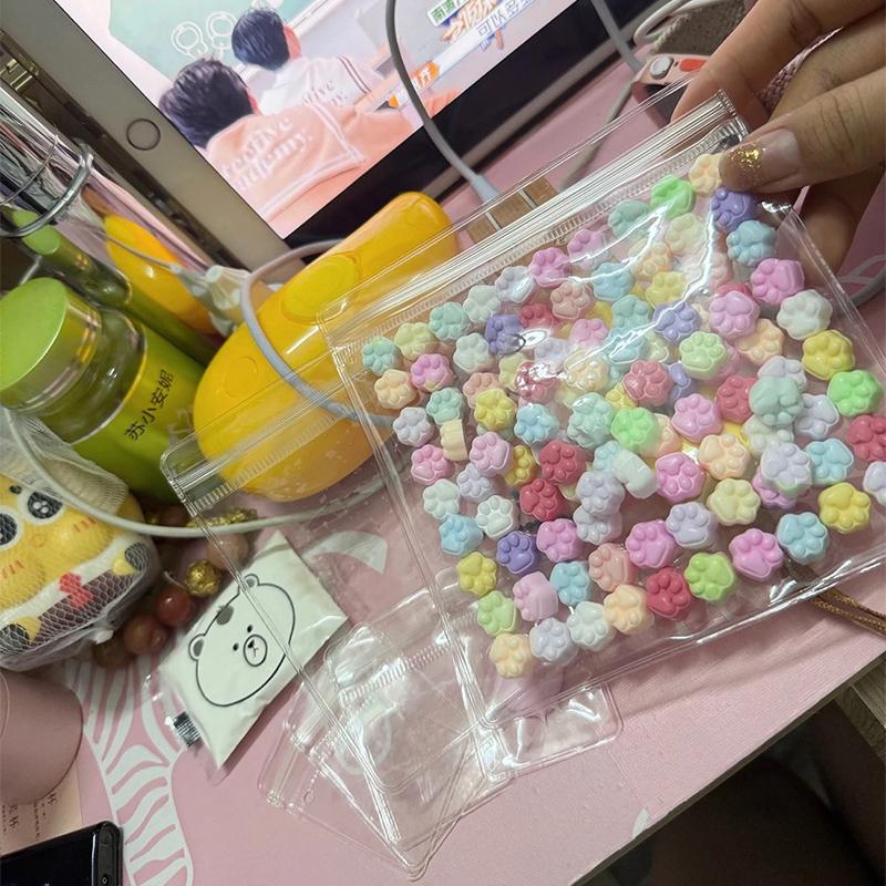 100pcs Kawaii Mini Cat's Paw Squishy Toy Silicone Soft Colorful Cat Paw Mochi Stress Relief Squishy Fidget Toy for Adult Gift