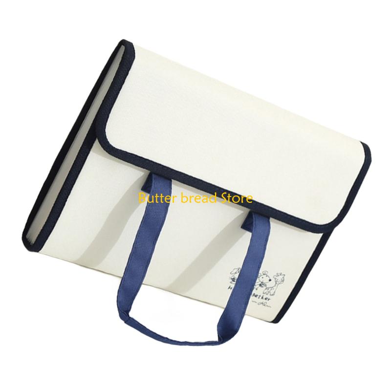 W89C Document Organizers Canvas Torage Bag with Labels File Folder Paper Storage Bag Organ Folder for Student Teacher