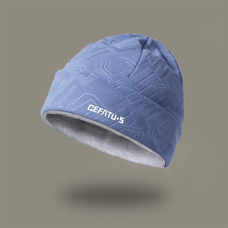 

Ветрозащитная зимняя вязаная шапка-бини на бархатной подкладке с защитой ушей