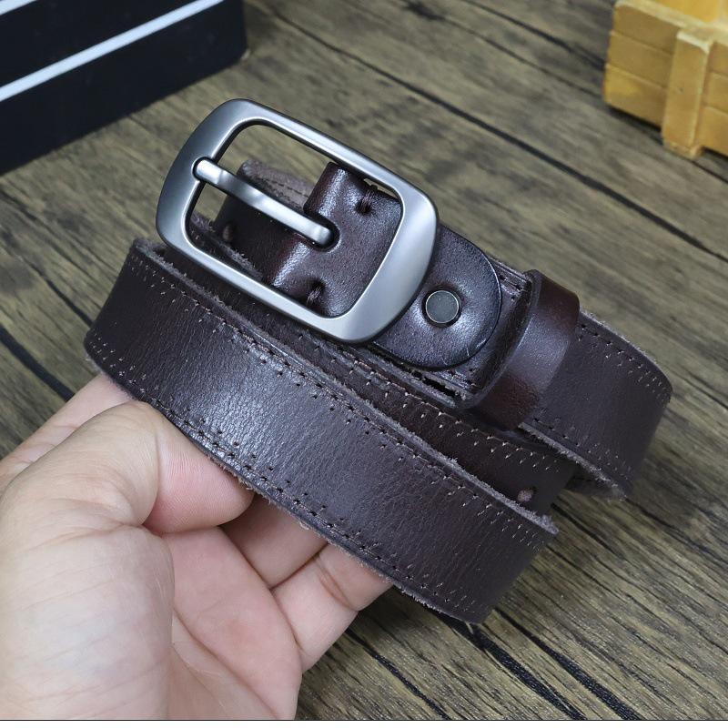 Cinto Retro Feminino Estilo Hong Kong em Couro Bovino Genuíno Preto