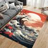 Red Sunset, Ocean Waves, and Tree Art Rug Non-slip Rug Suitable for Living Room and Bedroom Sofas