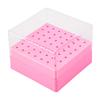 49 Holes Nail Drill Bit Holder Display Case with Transparent Cover Nail Drill Bits Storage Box Pink
