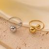 Stainless Steel Ball Charms Cuff Rings Gold Steel Color Big Small Balls Openable Figure Accessory For Women
