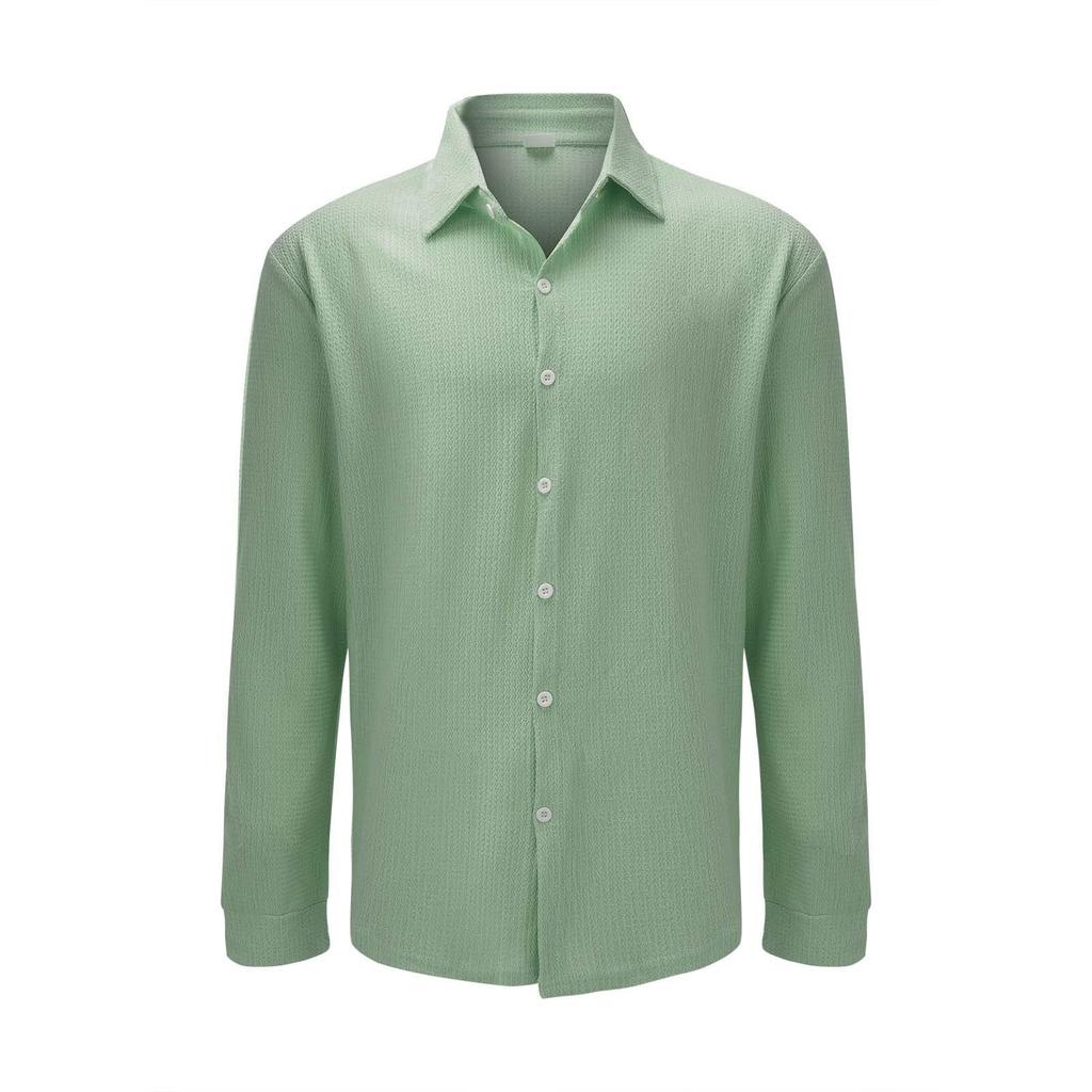 Cămașă largă pentru bărbați, mărime mare, de culoare uni, cămașă ocazională cu mânecă lungă din pânză Zou Zou