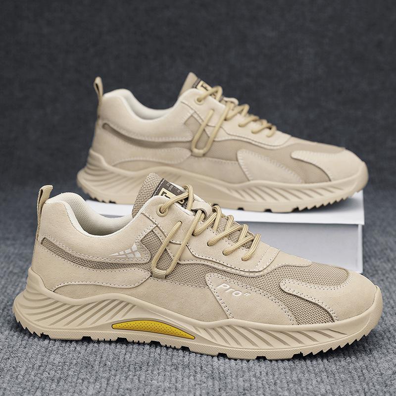 

Мужская обувь 2025 года, новые летние дышащие тонкие повседневные дезодорирующие спортивные сетчатые туфли для бега, летающие тканые сетчатые туфли с приливом 38 песочный