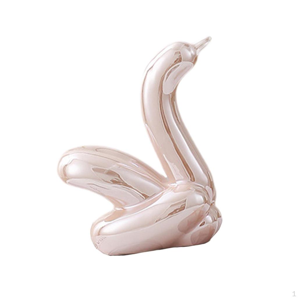 Ceramic Swan Statue Table Decoration Glazed Home Decor for Office Desk Entry