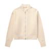 Womens Gray Acrylic Knit Cardigan Sweater V-Neck Long Sleeve Zipper Front Loose Fit Casual Office Wear Winter