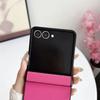 Luxury Leather Hard Shell Hinge Protective Cover Phone Case for Samsung Galaxy Z Flip 7 FE 6 5 4 3 Flip7 Flip6 Flip5 Flip4 Flip7