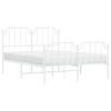 Vidaxl Metal Bed Frame with Headboard and Footboard, White, 150X200 Cm