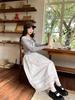 Spring 2026 Korean Slimming Lace-Trim White Midi Skirt