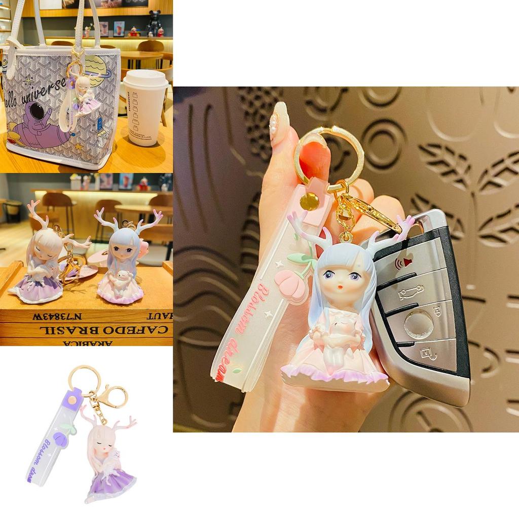 Entzückender Hirsch Schlüsselanhänger Pvc-Material Kreatives Autoschlüssel-Accessoire für Frauen und Mädchen