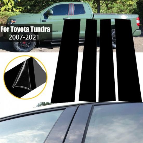4Pcs Window Pillar Posts For 2007-2021 TOYOTA Tundra Door Trim Cover Black