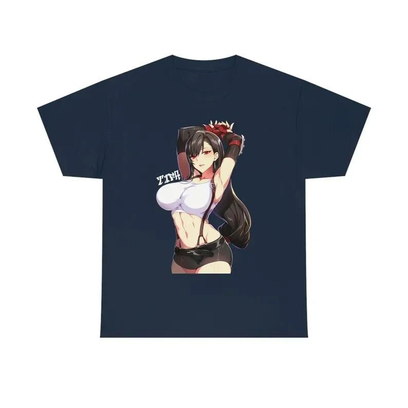 Final Fantasy VII Tifa Lockhart Anime Graphic T-Shirt Waifu Game Black Unisex Oversized Casual Gaming T-shirt
