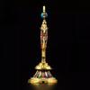 Tibetan Eight Auspicious Ornaments Painted Tibetan Engraved Treasures Statue Alloy Handicraft Buddhism Home Desktop Pendant 8pcs