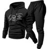 Mens Y2K Style Hooded Sweatshirt Jogger Pants Set - Long Sleeve Fleece-Lined Casual Two-Piece Outfit