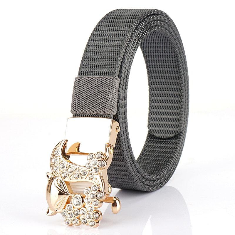 New Women'S Commuting Belt With Automatic Buckle Nylon Waistband, Outdoor Leisure Versatile Double-Layer Thick Belt