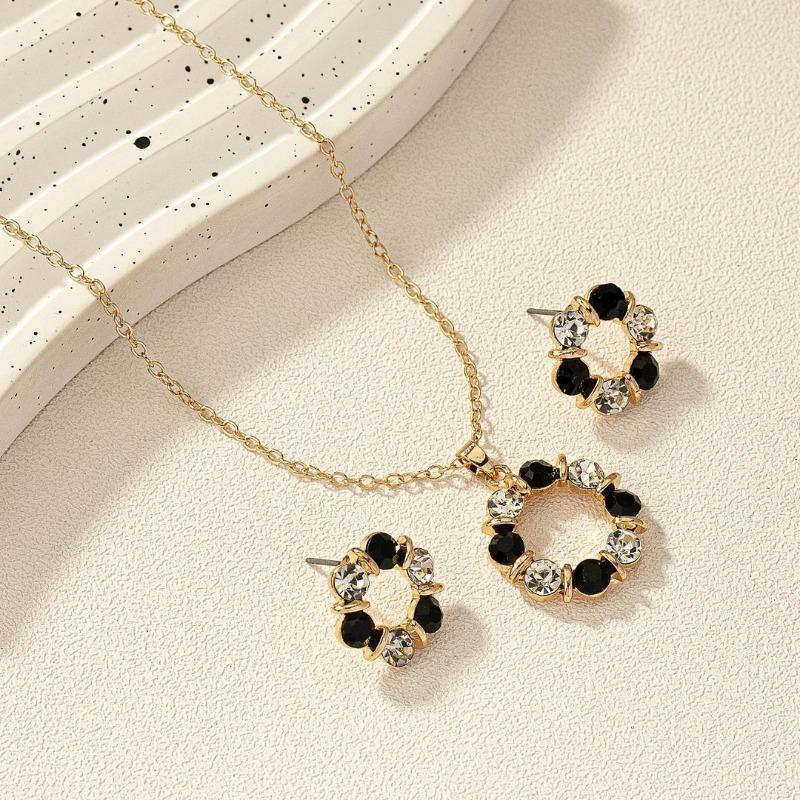 

Кольцо-цветок ювелирные изделия многоцветный стиль набор ювелирных изделий с цветными бриллиантами ожерелье серьги дизайн в виде круга набор из трех предметов