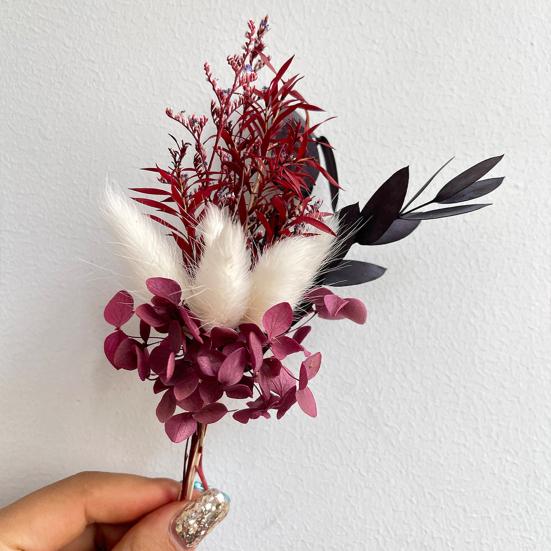 6Pcs Artificial Dried Flower Bouquet Bohemian Mini Flower Bouquet DIY Crafts Vase Wedding Party Home Office Table Centerpiece Decoration