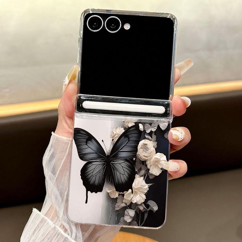 

Magnetic Purple Butterfly Print Phone Case For Samsung Galaxy Z Flip7 FE Flip6 Flip5 Flip7 6 Shockproof Clear Hard Folding Cover Galaxy Z Flip5