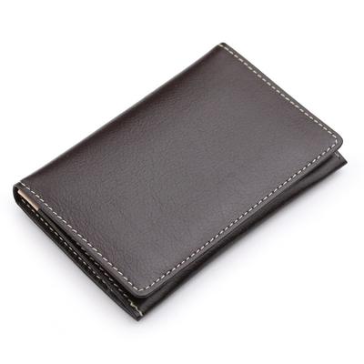 Made In Japan Genuine Leather Business Card Holder Tanned Leather Dark Brown X Beige Stitching [Abies] (inner Type)