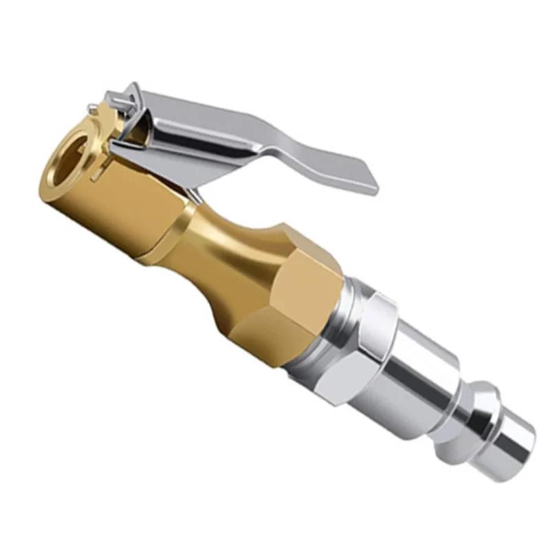 

1PC Standard Tire Air Chuck - Brass Quick Connect Clip-On for Inflatable Pump, Reinforced Nozzle w/Anti-Leak жёлтый