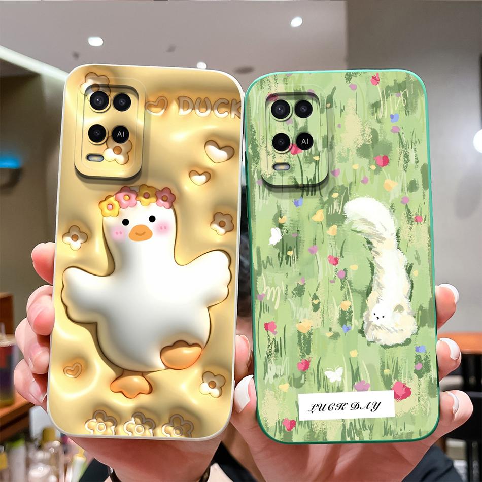 For Oppo A54 A54S Case Simple Cute Design Full Protection Phone Housing For Oppo A 54 4G Back Cover Soft Liquid Silicone Fundas