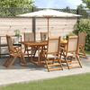 Vidaxl 7-Cz. Garden Furniture Set, Solid Acacia Wood and Textilene