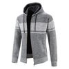 Men's Hooded Sweater Cardigan Plus Velvet Autumn and Winter Men's Knitted Sweater Color-blocking Youth Coat