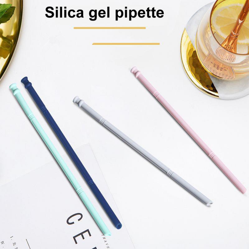10~80PCS Straight Bent Drinking Straw Reusable Food Grade Silicone Colorful Kitchen Accessories Mug Straws Long Flexible