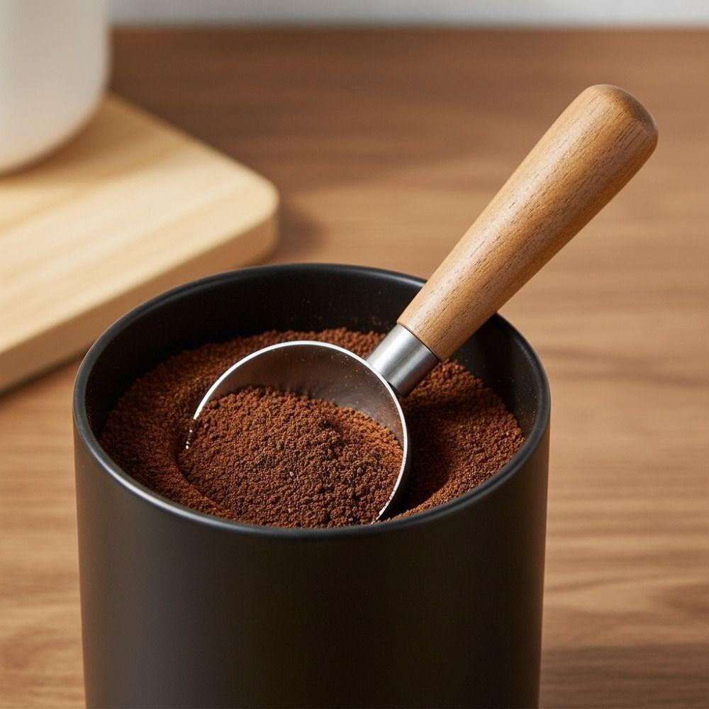 Stainless Steel Wood Handle Coffee Scoop 30ML Coffee Bean Spoon Coffee Measuring Spoon Baking