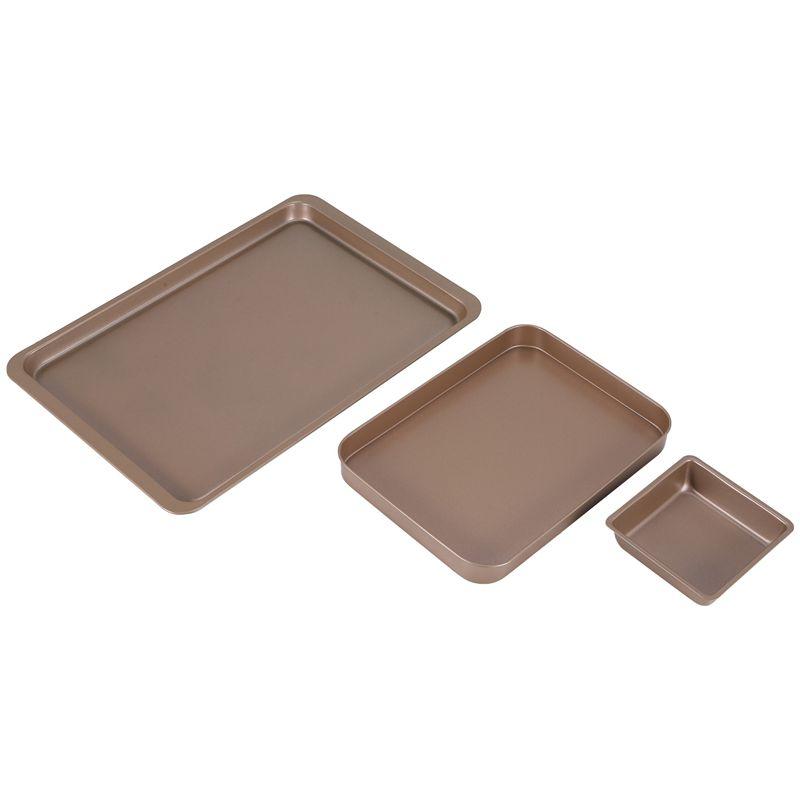 T02C!Baking Tray Set, Nonstick Cookie Pan Set Professional Baking Sheet, Bakeware Rectangular Cake Pan For Oven 3-Pieces