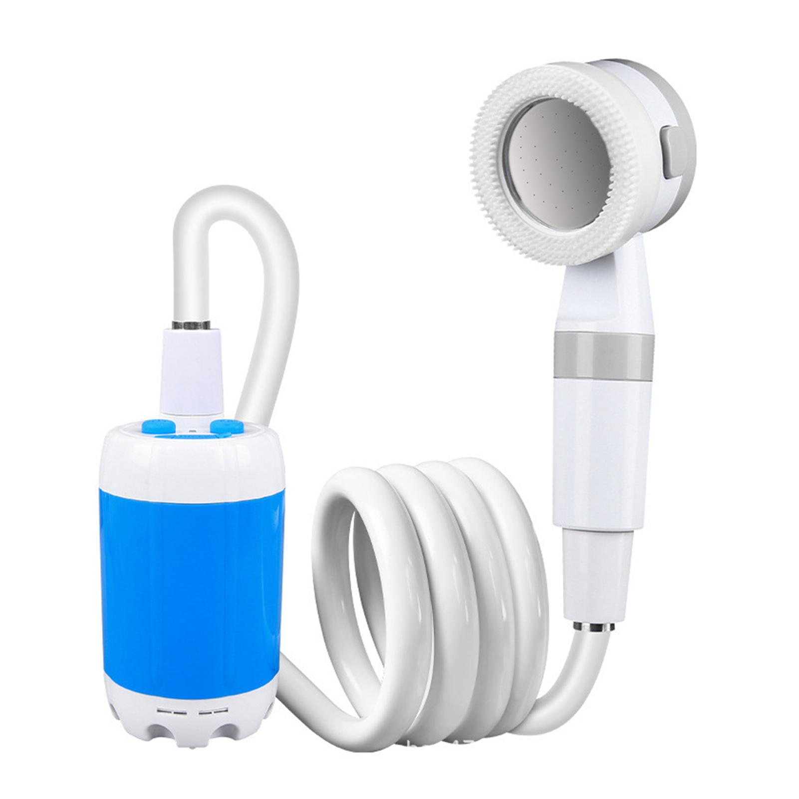 

Портативный уличный душ с питанием от батареи, переносная душевая насадка для кемпинга, 2 режима распыления, длинный шланг 2 м, синий цвет синий