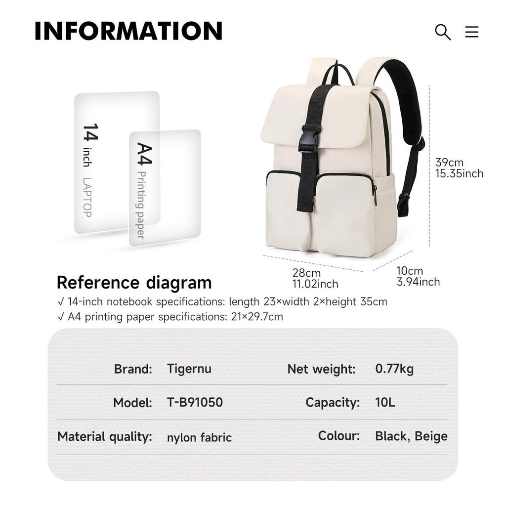 Tigernu Men's Backpacks 14inch Laptop Backpacks Woman College School Backpacks Girls Travel Backpack School Bag Set Schoolbags
