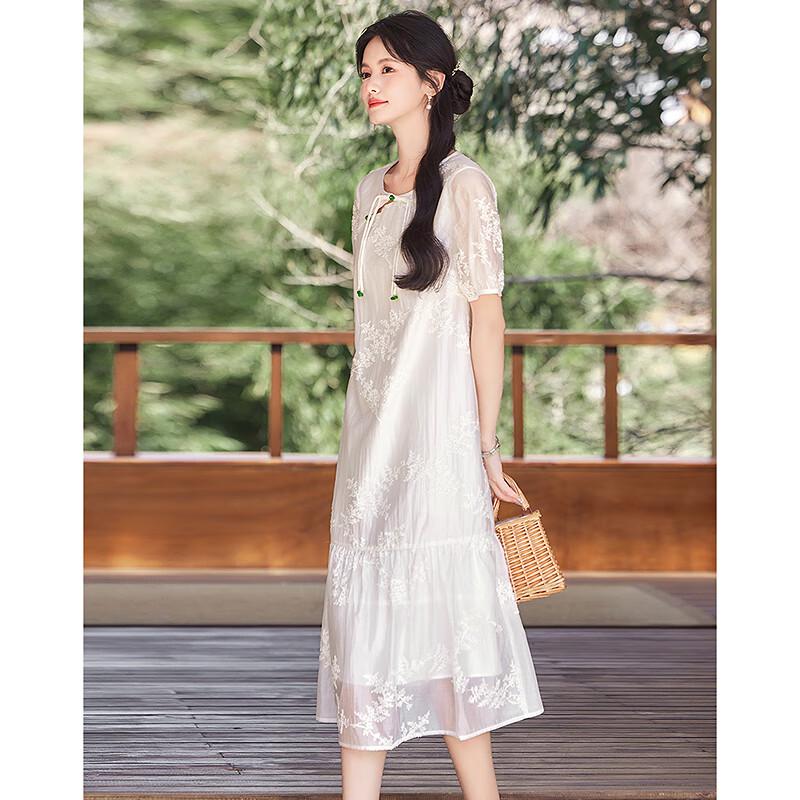 Women's New Chinese Style Short-Sleeve Mid-Length Dress