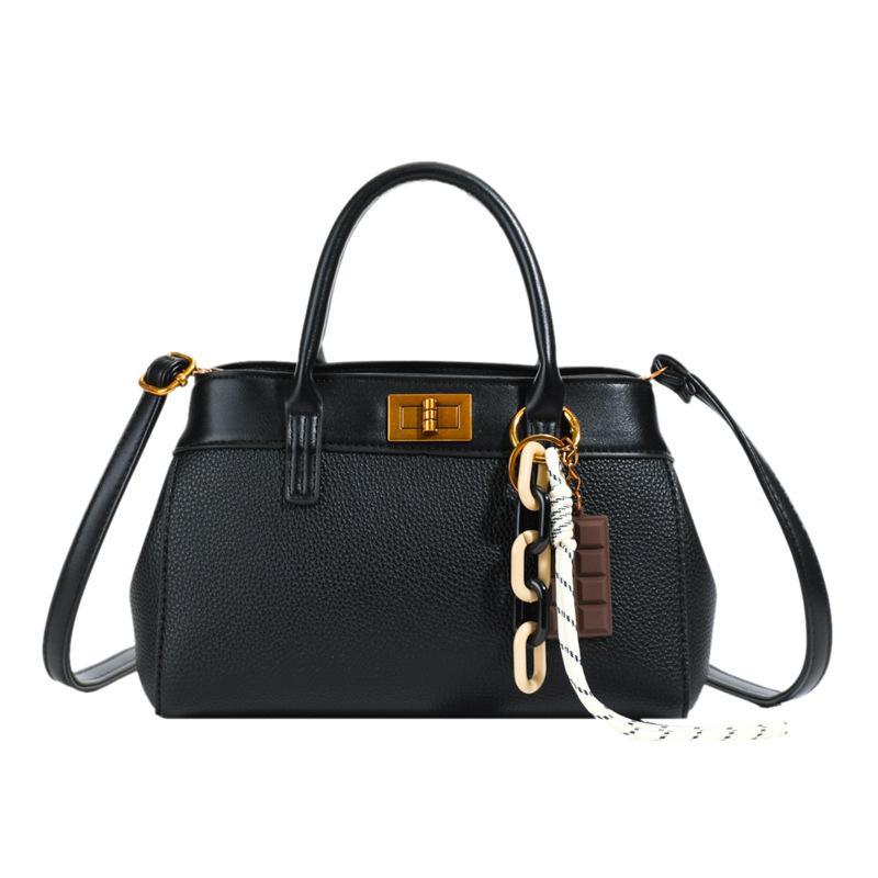 Lychee Pattern Portable Small Square Bag Women's 2025 Spring New Korean Version Fashion Shoulder Bag High-end Casual Oblique Span Bag