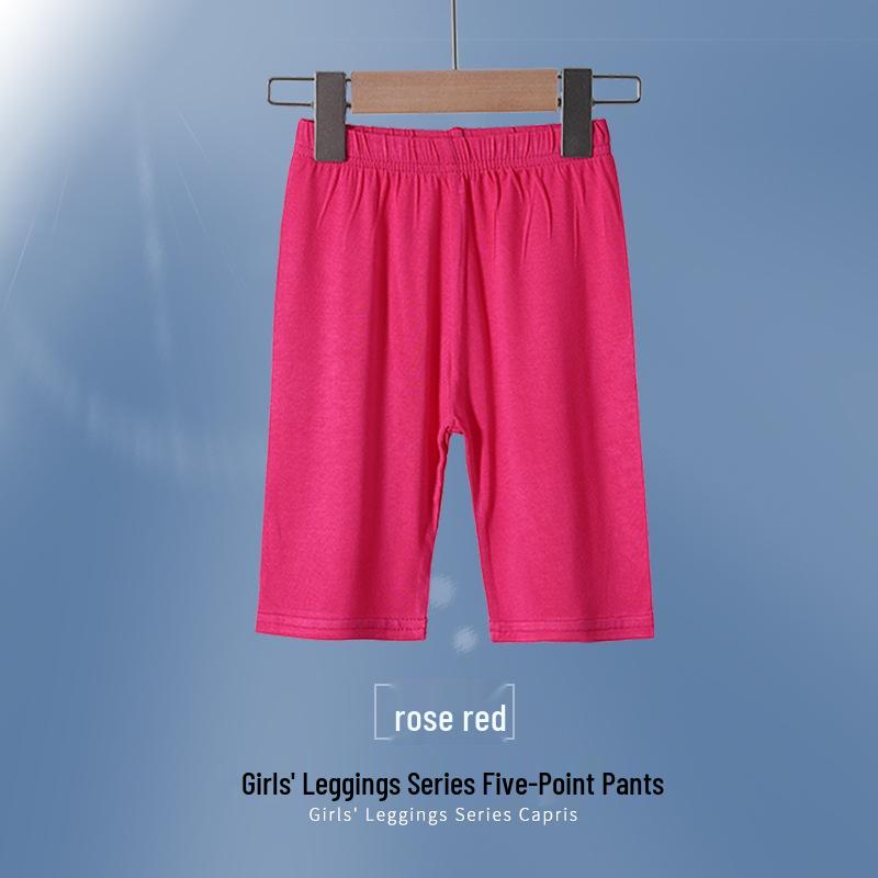 Kids' Summer Mid-Length Leggings: Modal Black or Thin White Girls' Five-Point Safety Pants