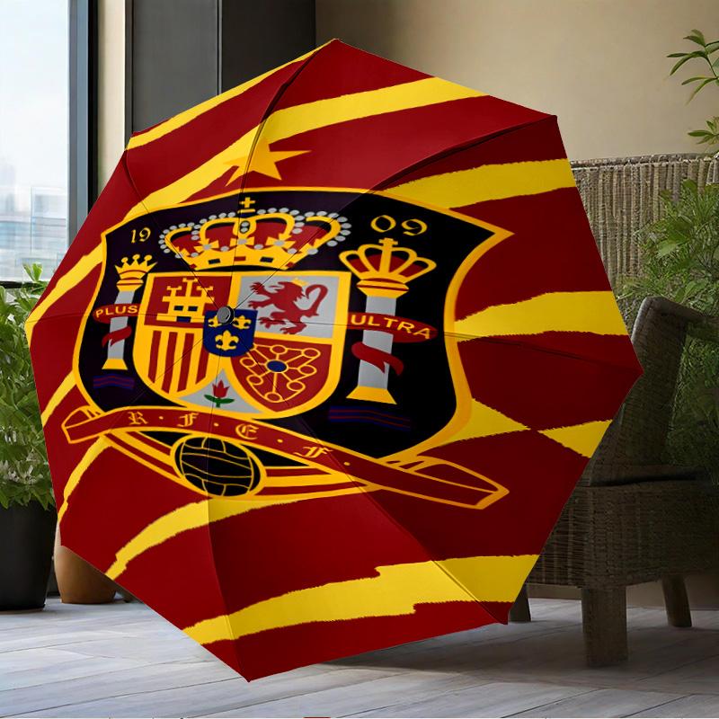 Spain Football Crest Umbrella Folding umbrella, automatic umbrella 8-Frame for Travel, camping Use Gift for Halloween Christmas