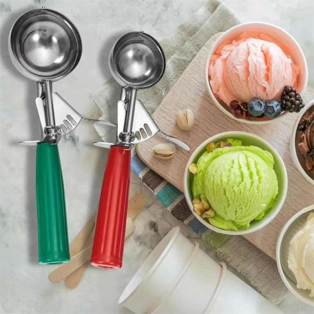 Plastic Handle Ice Cream Ball Scoop Stainless Steel Fruit Scoop Household Ice Cream Digger  Summer