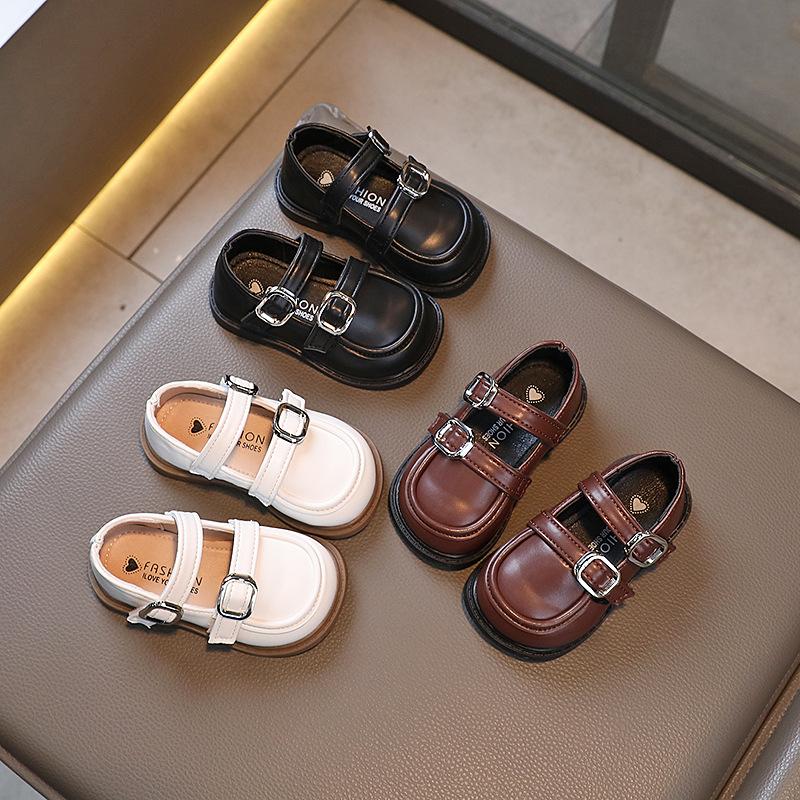 Spring Leather Shoe New Fashion Versatile Girl Shoe Soft Sole Anti Slip Retro Kid Shoes Trendy Casual Simple Princess Sandals