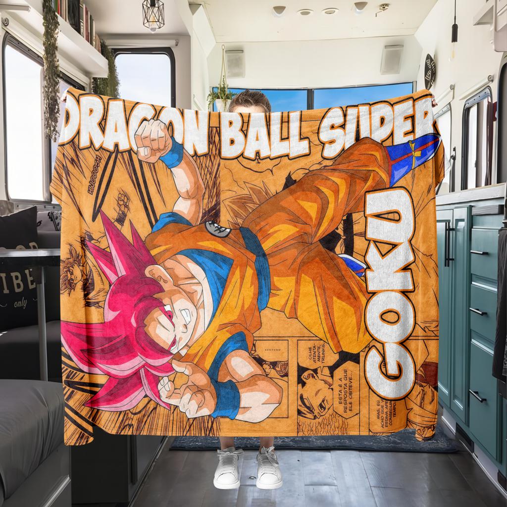 1PC Son Goku  Print Flannel Blanket, High Quality All Seasons, Home Decor, Warmth and Comfort, Perfect for Christmas Gifts